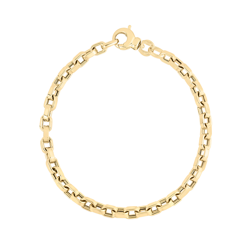 Cube Gold Chain Diamond Bracelet 14K Yellow Gold / 7