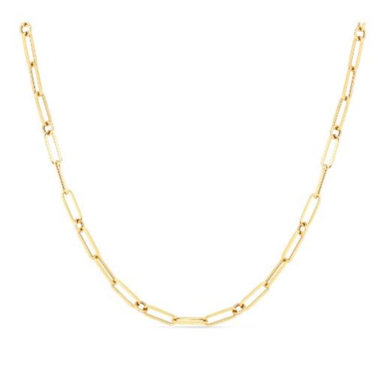 Roberto Coin 18K Yellow Gold Designer Gold Paperclip And Round Link Chain