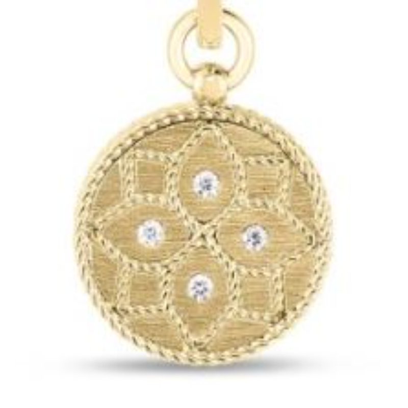 Roberto Coin 18K Yellow Gold Venetian Princess Small Diamond Medallion Pendant