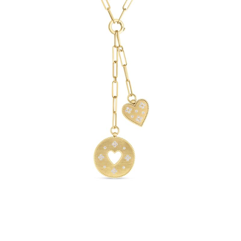 Roberto Coin 18K Yellow Gold Venetian Princess Double Heart Necklace
