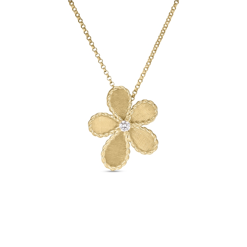 Roberto Coin 18K Yellow Gold Jasmine Flower Pendant Necklace