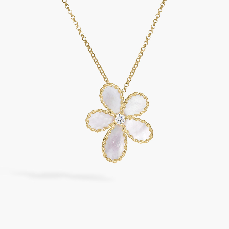 Roberto Coin 18K Yellow Gold Jasmine Flower Pendant Necklace