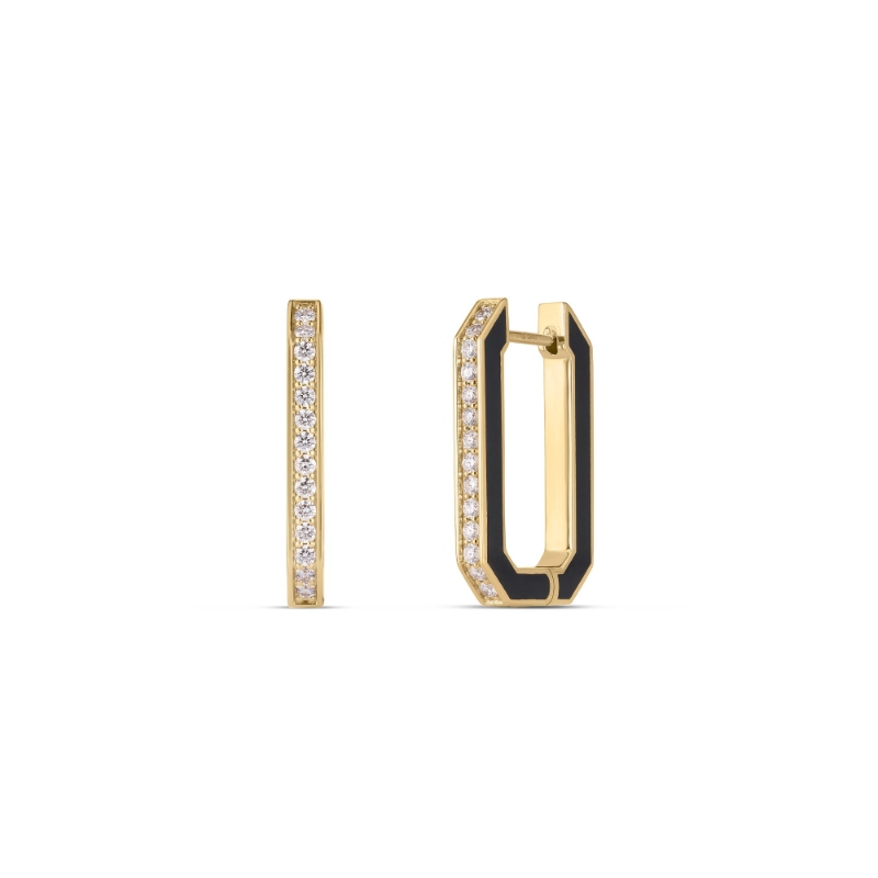 Roberto Coin 18K Yellow Gold Designer Gold Ceramic Hoop Earrings