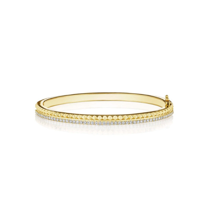 Penny Preville 18K Yellow Gold Rockstud Edge Bangle