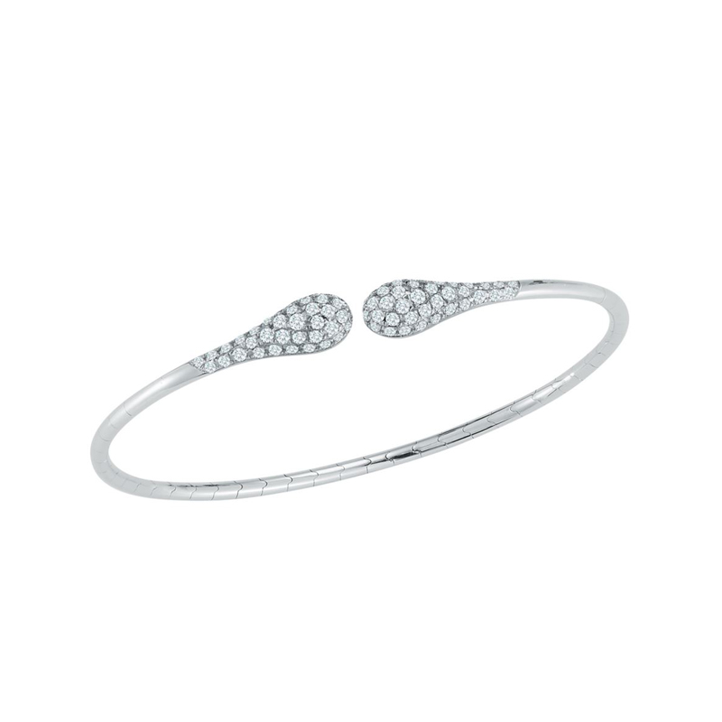 Fallon B. 18K White Gold Rhodium Plated Diamond Pave Bangle