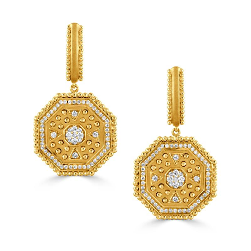 18K Yellow Gold Diamond Earrings