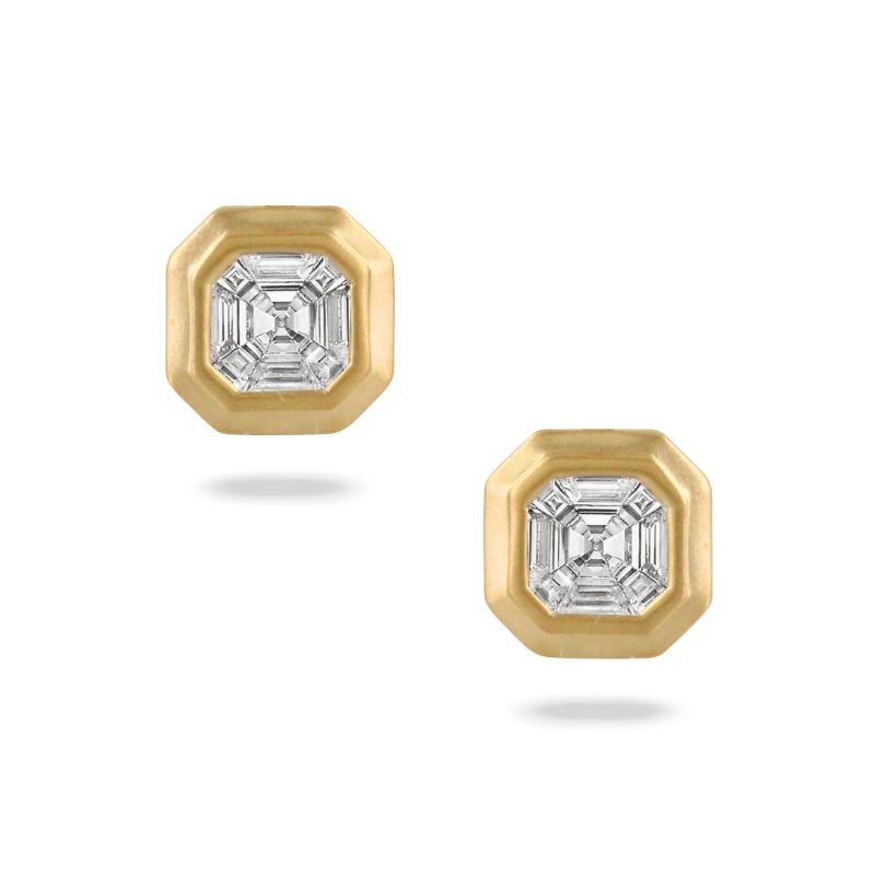 18K Yellow Gold Invisible Set Diamond Earrings