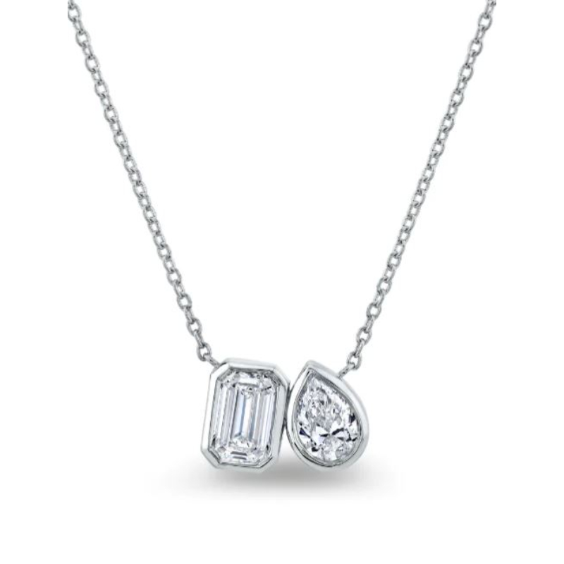 Norman Silverman 18K White Gold Toi Et Moi Pendant