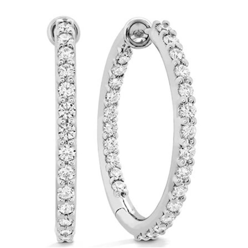 Classic Inside-Out Medium Diamond Hoop Earrings