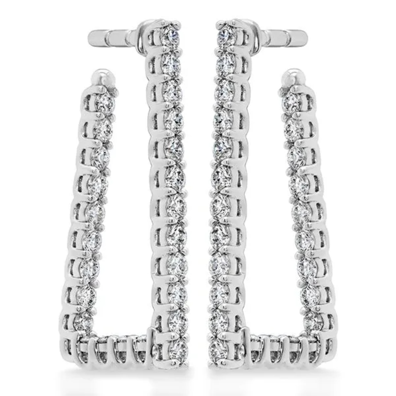 Signature Open Triangle Diamond Hoop Earrings