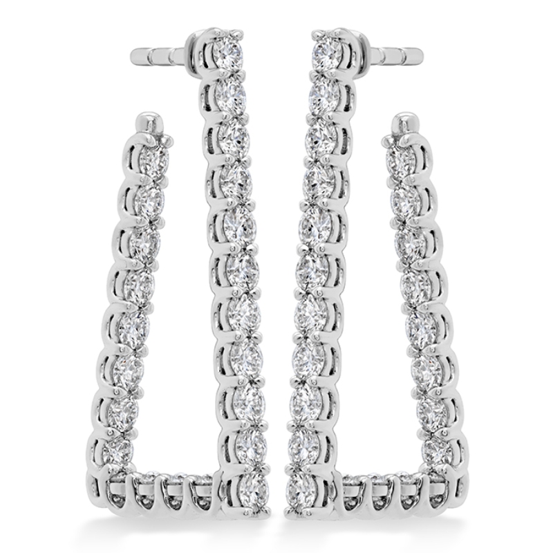 Signature Open Triangle Medium Diamond Hoop Earrings