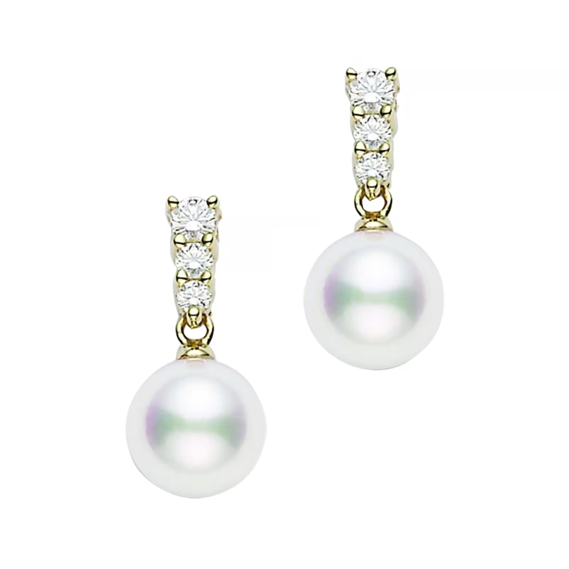 Mikimoto Morning Dew Pearl & Diamond Earrings