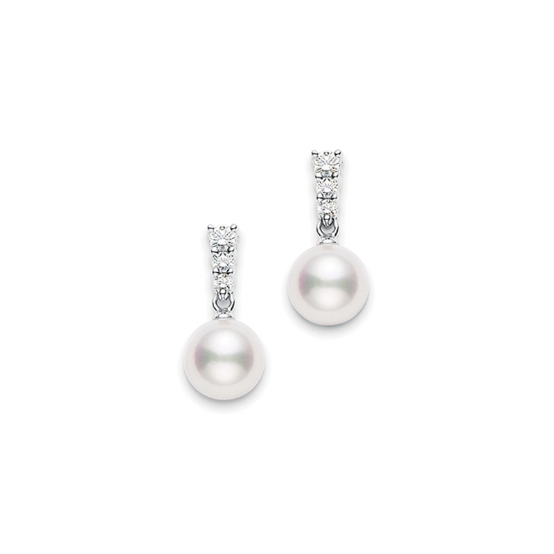 Mikimoto Morning Dew Pearl & Diamond Earrings