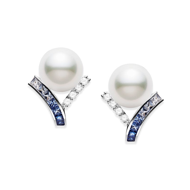 Mikimoto 18K White Gold Rhodium Plated Ocean White South Sea Pearl Earring