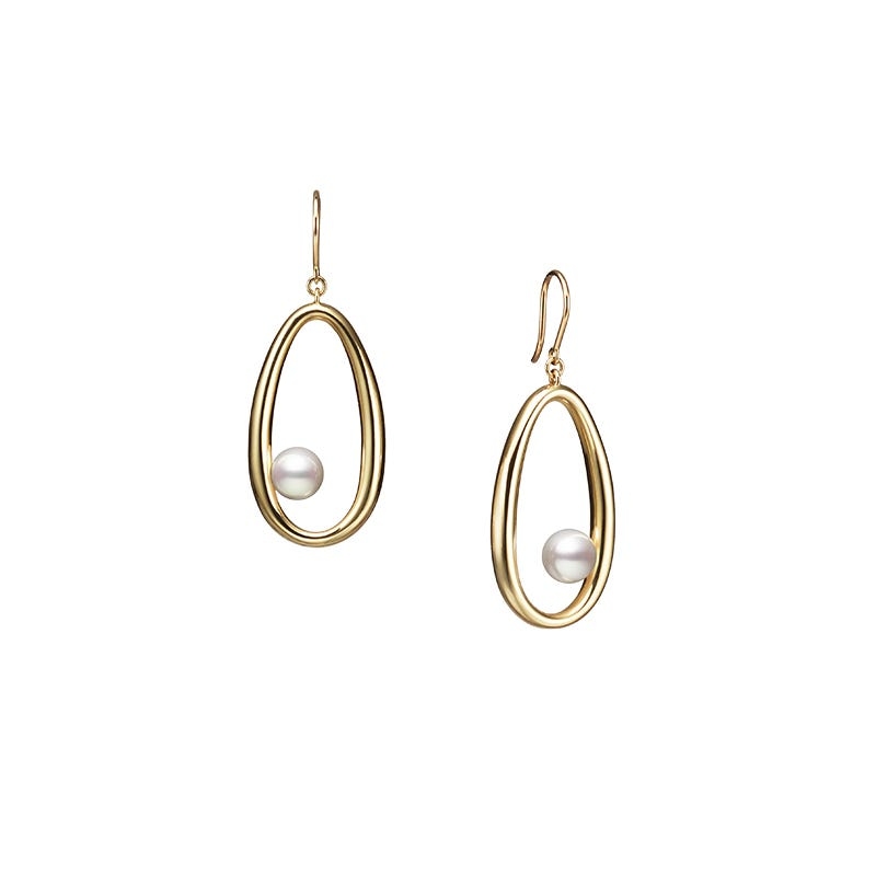 Mikimoto 18K Yellow Gold Moon Dew Akoya Cultured Pearl Earrings