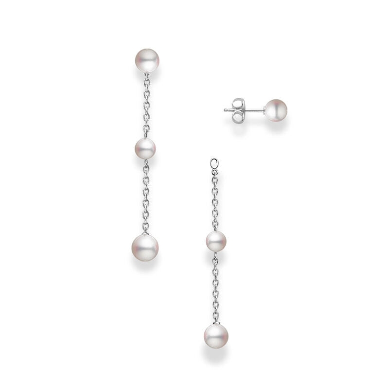 Mikimoto 18K White Gold Drop Earrings