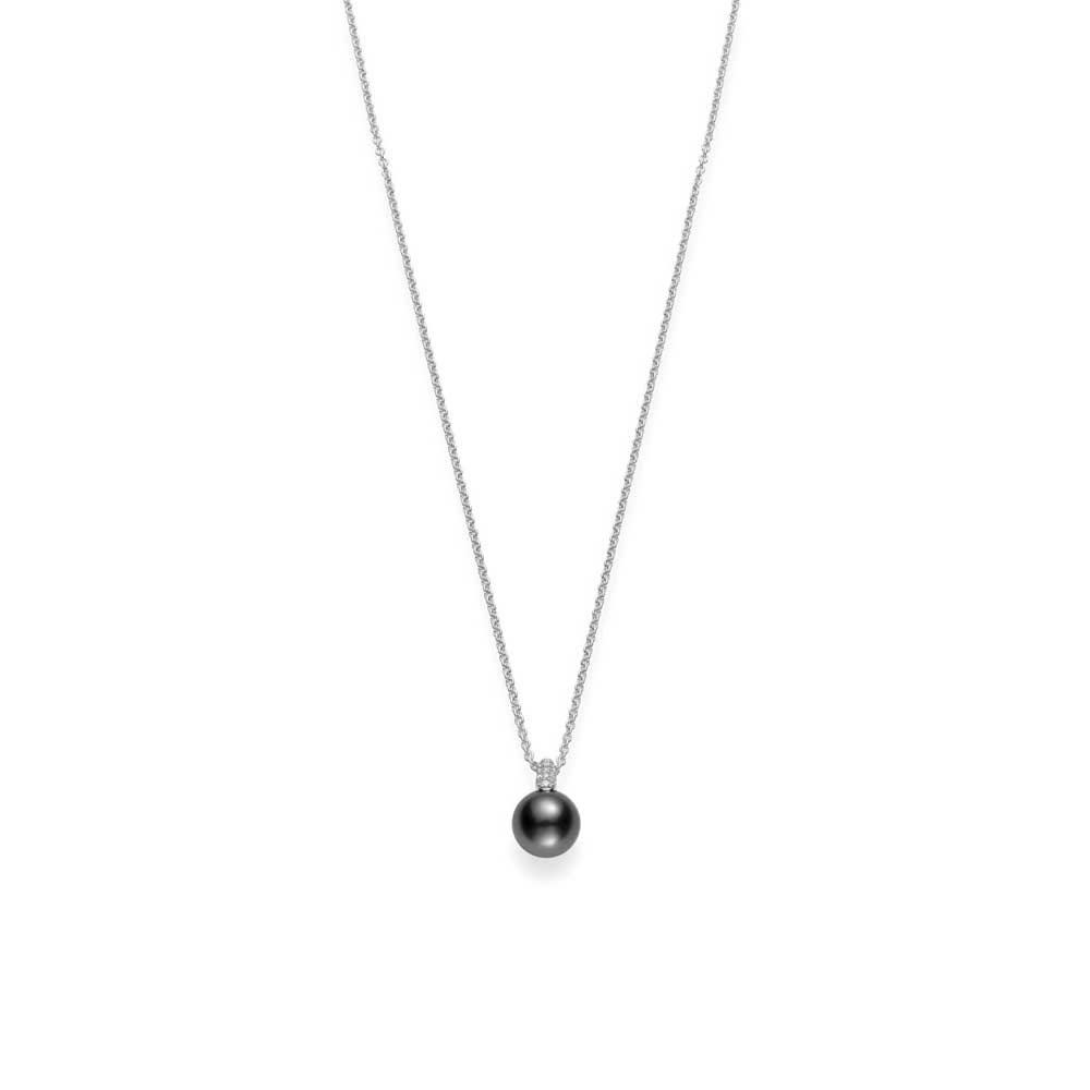 Mikimoto 18K White Gold Rhodium Plated 11Mm/A+ Black South Sea Pearl Pendant Necklace