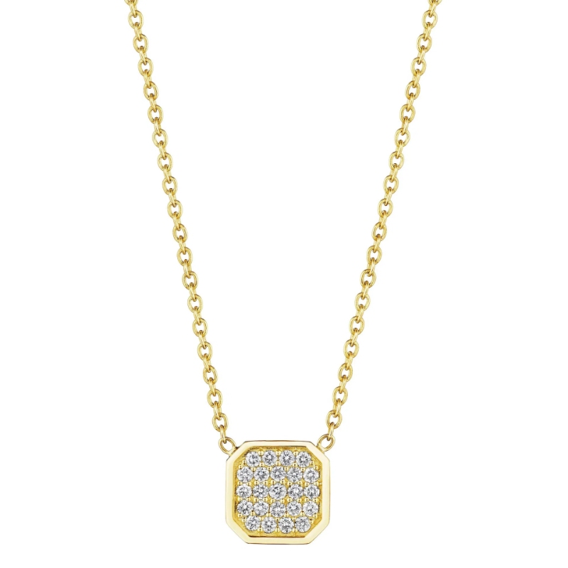 Penny Preville 18K Yellow Gold Asscher Shape Pavé Necklace