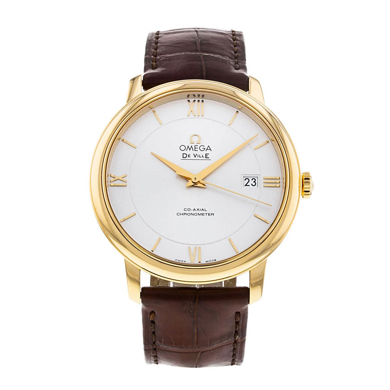 Omega Deville Prestige Co Axial 39.5mm yellow gold silver dial on