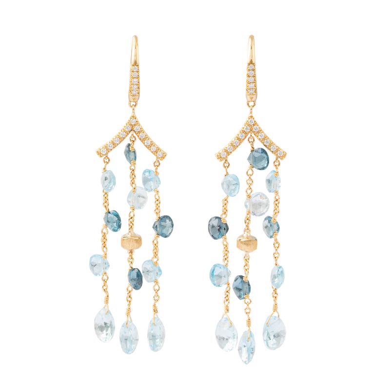 Marco Bicego 18K Yellow Gold Paradise Mixed Topaz Three-Strand Chandelier Earrings