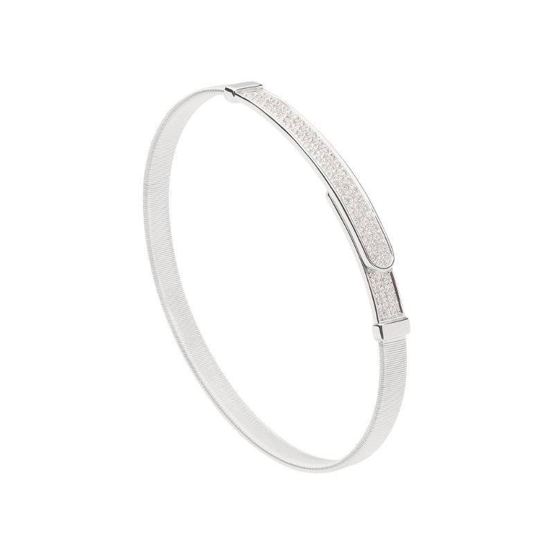 Marco Bicego 18K White Gold Masai Coil And Diamond Pavé Bangle Bracelet