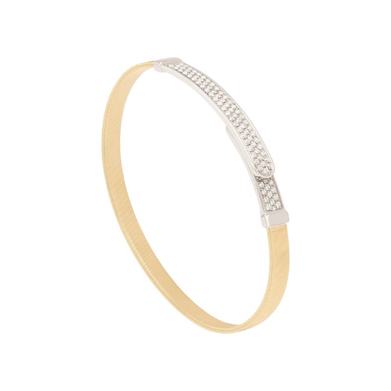 Marco Bicego 18K Yellow And White Gold Masai Coil And Diamond Pavé Bangle Bracelet